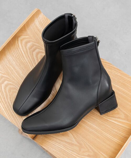 Bridget Birkin/ブリジットバーキン 【PARADIS COULEUR】スクエアトウバックジップストレッチブーツ ブラック 24.5 Bridget Birkin/ブリジットバーキン 【PARADIS COULEUR】スクエアトウバックジップストレッチブーツ ブラック 24.5