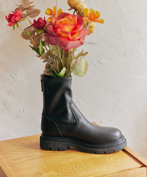 Bridget Birkin/ブリジットバーキン 【PARADIS COULEUR】防滑ソール撥水ストレッチショートブーツ ブラック 24 Bridget Birkin/ブリジットバーキン 【PARADIS COULEUR】防滑ソール撥水ストレッチショートブーツ ブラック 24