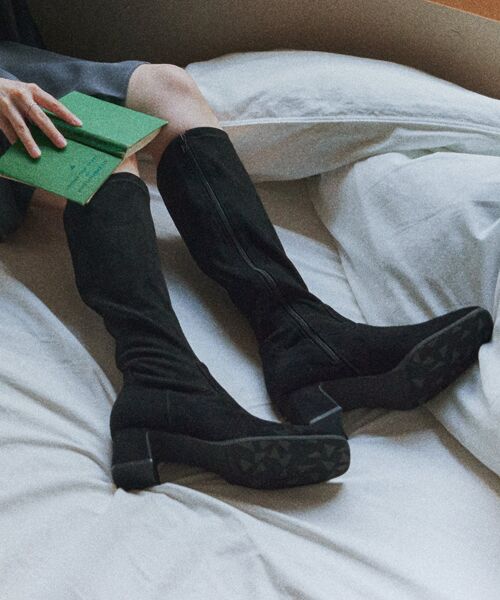 Bridget Birkin/ブリジットバーキン 【PARADIS COULEUR】スクエアトウ撥水ストレッチロングブーツ ブラックスウェード 23.5 Bridget Birkin/ブリジットバーキン 【PARADIS COULEUR】スクエアトウ撥水ストレッチロングブーツ ブラックスウェード 23.5