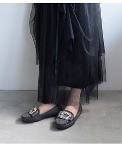 Bridget Birkin / ブリジットバーキン フラットシューズ | 【BRIDGET BIRKIN】スクエアビジューモカシンシューズ