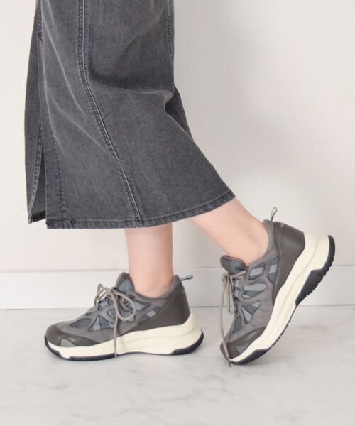 Bridget Birkin/ブリジットバーキン 【BRIDGET BIRKIN】ボリュームソールメッシュ晴雨兼用スニーカー ダークグレー LL Bridget Birkin/ブリジットバーキン 【BRIDGET BIRKIN】ボリュームソールメッシュ晴雨兼用スニーカー ダークグレー LL