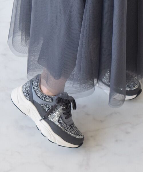 Bridget Birkin/ブリジットバーキン 【BRIDGET BIRKIN】異素材コンビスニーカー グレー LL Bridget Birkin/ブリジットバーキン 【BRIDGET BIRKIN】異素材コンビスニーカー グレー LL