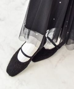 Bridget Birkin / ブリジットバーキン バレエシューズ | 【BRIDGET BIRKIN】エラスティックバンドもこもこスクエアバレエシューズ