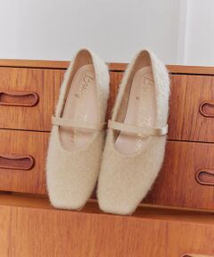 Bridget Birkin / ブリジットバーキン バレエシューズ | 【BRIDGET BIRKIN】エラスティックバンドもこもこスクエアバレエシューズ