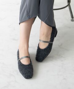 Bridget Birkin / ブリジットバーキン バレエシューズ | 【BRIDGET BIRKIN】エラスティックバンドもこもこスクエアバレエシューズ