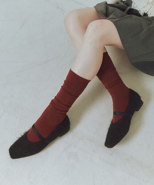 Bridget Birkin / ブリジットバーキン バレエシューズ | 【BRIDGET BIRKIN】エラスティックバンドもこもこスクエアバレエシューズ | 詳細8