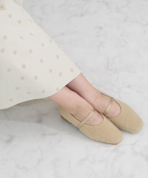 Bridget Birkin / ブリジットバーキン バレエシューズ | 【BRIDGET BIRKIN】エラスティックバンドもこもこスクエアバレエシューズ | 詳細20