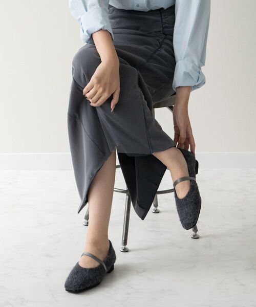 Bridget Birkin / ブリジットバーキン バレエシューズ | 【BRIDGET BIRKIN】エラスティックバンドもこもこスクエアバレエシューズ | 詳細29