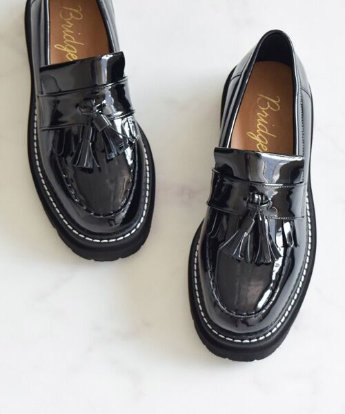Bridget Birkin/ブリジットバーキン 【BRIDGET BIRKIN】ステッチタッセルローファー ブラックエナメル 23.5 Bridget Birkin/ブリジットバーキン 【BRIDGET BIRKIN】ステッチタッセルローファー ブラックエナメル 23.5