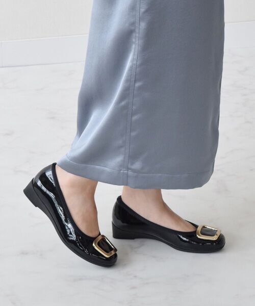 Bridget Birkin/ブリジットバーキン 【BRIDGET BIRKIN WALK】メタルバックルウォーキングパンプス ブラックエナメル 24.5 Bridget Birkin/ブリジットバーキン 【BRIDGET BIRKIN WALK】メタルバックルウォーキングパンプス ブラックエナメル 24.5