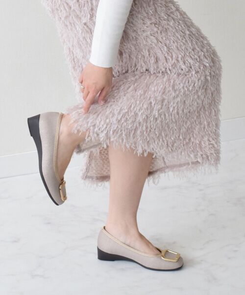 Bridget Birkin/ブリジットバーキン 【BRIDGET BIRKIN WALK】メタルバックルウォーキングパンプス ベージュ雑材 23 Bridget Birkin/ブリジットバーキン 【BRIDGET BIRKIN WALK】メタルバックルウォーキングパンプス ベージュ雑材 23