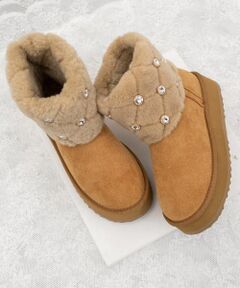 Bridget Birkin / ブリジットバーキン ブーツ（ショート丈） | 【BRIDGET BIRKIN】キルティングビジュームートンブーツ