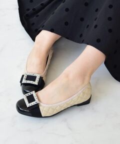 【BRIDGET BIRKIN WALK】キルティングビジューリボンウォーキングパンプス