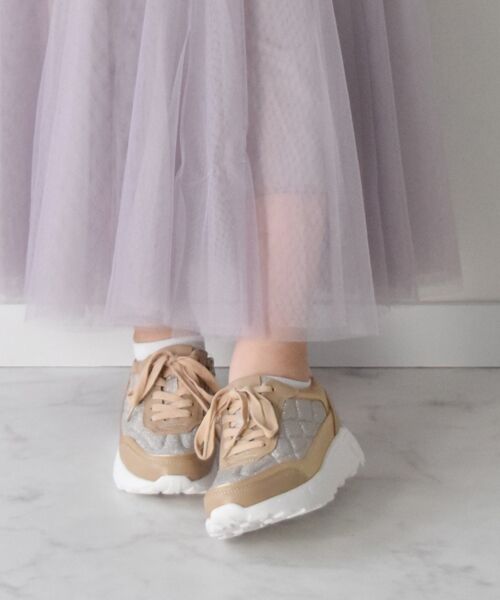 Bridget Birkin/ブリジットバーキン 【BRIDGET BIRKIN】インヒールキルティングスニーカー ゴールド 23 Bridget Birkin/ブリジットバーキン 【BRIDGET BIRKIN】インヒールキルティングスニーカー ゴールド 23