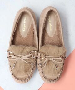 Bridget Birkin / ブリジットバーキン フラットシューズ | 【Bridget Birkin】フェイクファーリボンモカシン