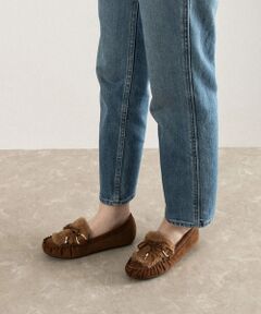 Bridget Birkin / ブリジットバーキン フラットシューズ | 【Bridget Birkin】フェイクファーリボンモカシン