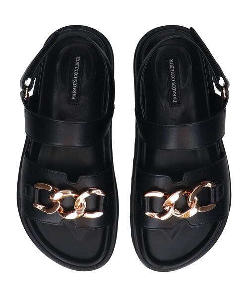 Bridget Birkin / ブリジットバーキン サンダル | 【PARADIS COULEUR】メタルチェーン厚底フットベッドサンダル | 詳細4