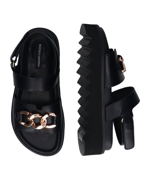 Bridget Birkin / ブリジットバーキン サンダル | 【PARADIS COULEUR】メタルチェーン厚底フットベッドサンダル | 詳細6
