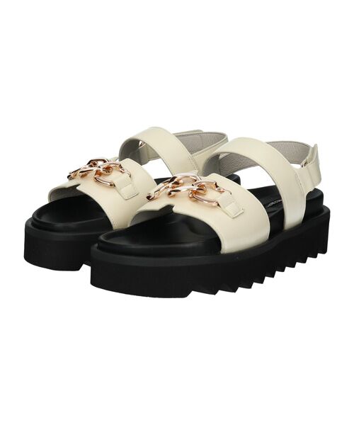 Bridget Birkin / ブリジットバーキン サンダル | 【PARADIS COULEUR】メタルチェーン厚底フットベッドサンダル（アイボリー）