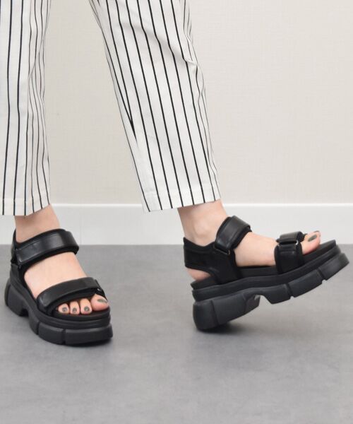 Bridget Birkin / ブリジットバーキン サンダル | 【Round About】ボリュームソールベルテッドサンダル（ブラック）