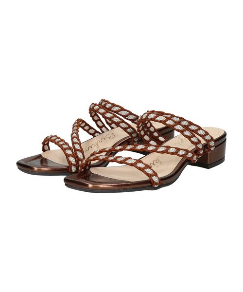 Bridget Birkin / ブリジットバーキン サンダル | 【Bridget Birkin】キラキラ編み込みサンダル（ブラウン）
