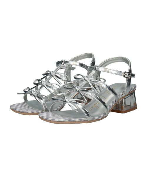 Bridget Birkin / ブリジットバーキン サンダル | 【Bridget Birkin】ギンガムチェックリボンサンダル（シルバー）