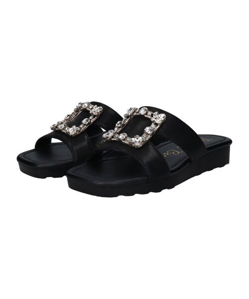 Bridget Birkin / ブリジットバーキン サンダル | 【Bridget Birkin】スクエアバックルミュールサンダル（ブラック）