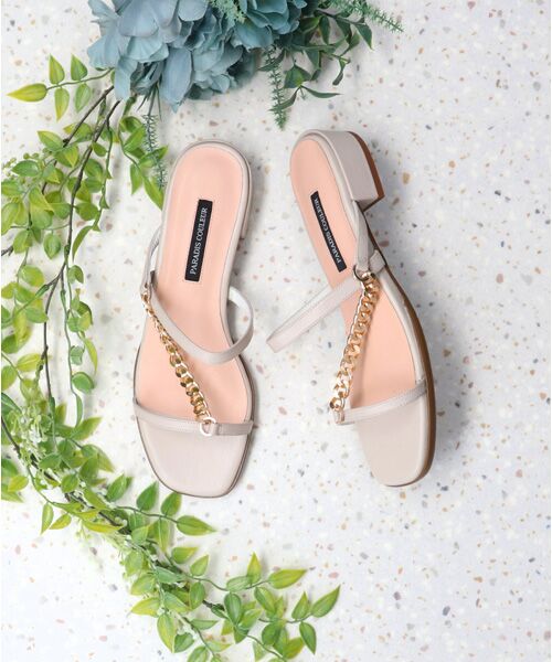 Bridget Birkin / ブリジットバーキン サンダル | 【PARADIS COULEUR】スクエアトウチェーンストラップサンダル（アイボリー）