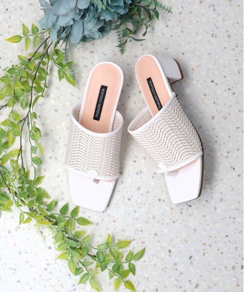 Bridget Birkin / ブリジットバーキン サンダル | 【PARADIS COULEUR】スクエアトウメッシュトングサンダル（ホワイト雑材）