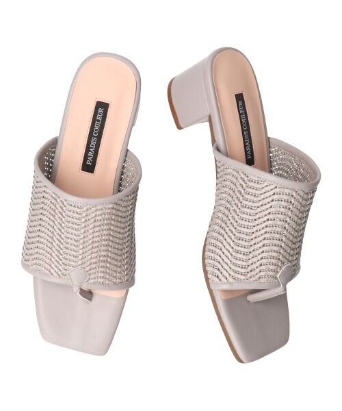 Bridget Birkin / ブリジットバーキン サンダル | 【PARADIS COULEUR】スクエアトウメッシュトングサンダル（グレー雑材）