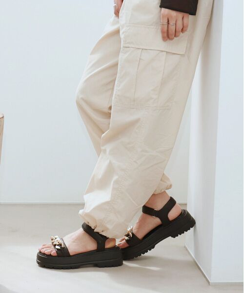 Bridget Birkin / ブリジットバーキン サンダル | 【PARADIS COULEUR】アンクルストラップ厚底チェーンサンダル（ブラック）