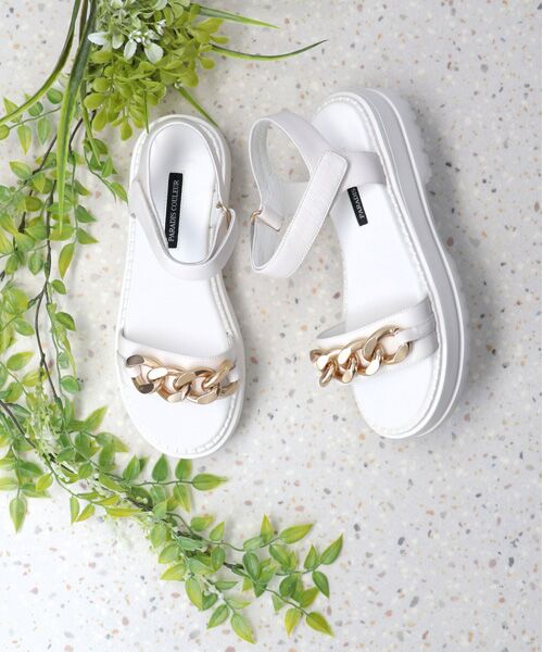 Bridget Birkin / ブリジットバーキン サンダル | 【PARADIS COULEUR】アンクルストラップ厚底チェーンサンダル（ホワイト）