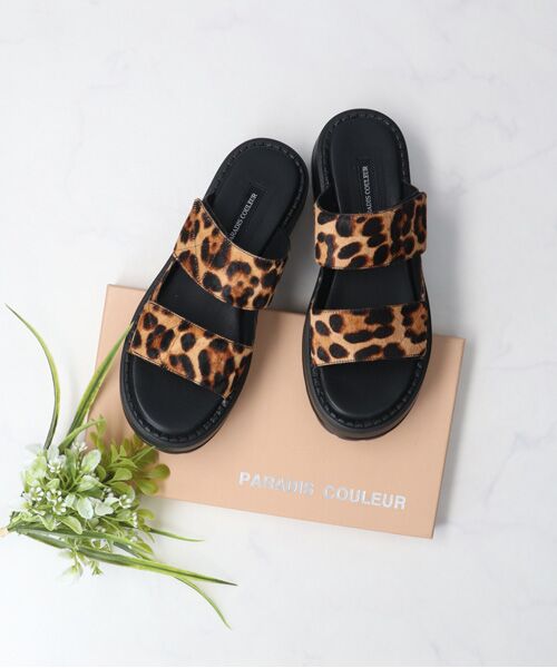 Bridget Birkin / ブリジットバーキン サンダル | 【PARADIS COULEUR】厚底スライドサンダル（マルチハラコ）