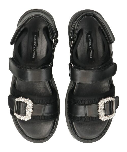 Bridget Birkin / ブリジットバーキン サンダル | 【PARADIS COULEUR】ビジューバックルベルクロスポーツサンダル | 詳細5