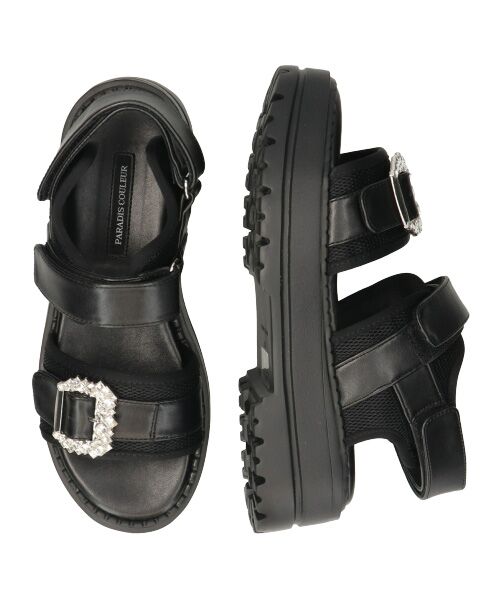 Bridget Birkin / ブリジットバーキン サンダル | 【PARADIS COULEUR】ビジューバックルベルクロスポーツサンダル | 詳細7