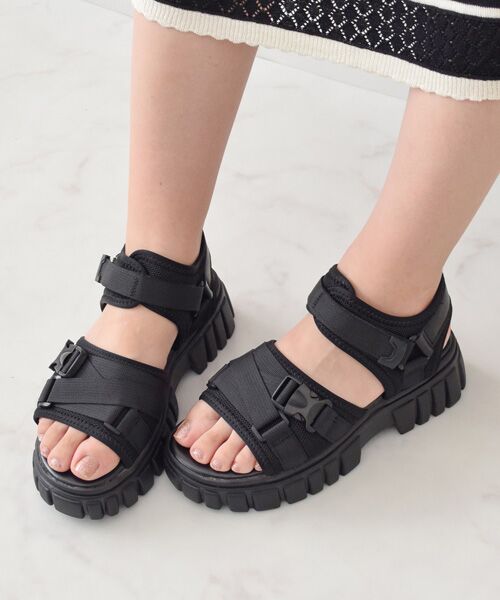 Bridget Birkin / ブリジットバーキン サンダル | 【Bridget Birkin】ベルクロスポーツサンダル（ブラック雑材）