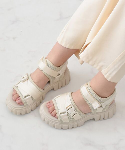 Bridget Birkin / ブリジットバーキン サンダル | 【Bridget Birkin】ベルクロスポーツサンダル（アイボリー雑材）