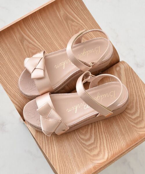 Bridget Birkin / ブリジットバーキン サンダル | 【Bridget Birkin】リボンベルトジャガードサンダル（ベージュ雑材）