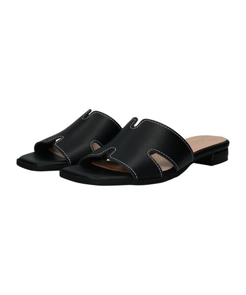 Bridget Birkin / ブリジットバーキン サンダル | 【Bridget Birkin】サイドカットステッチミュールサンダル（ブラック）