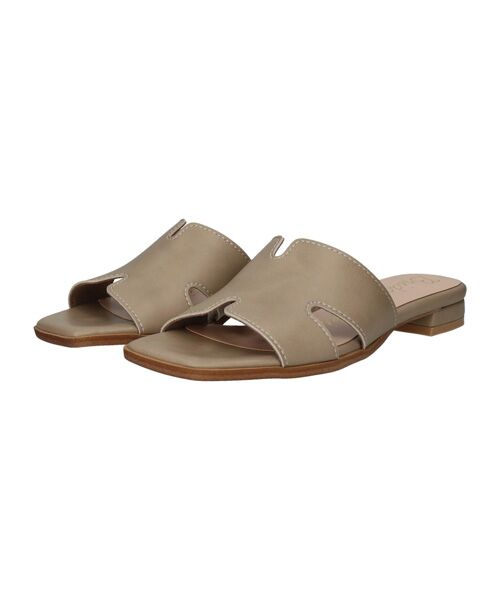 Bridget Birkin / ブリジットバーキン サンダル | 【Bridget Birkin】サイドカットステッチミュールサンダル（オーク）