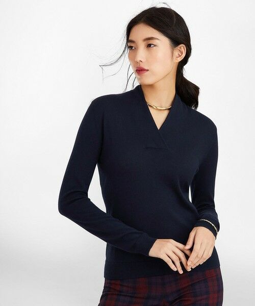 Brooks Brothers/ブルックス ブラザーズ シルク/カシミヤ ショールカラーセーター ネイビー S Brooks Brothers/ブルックス ブラザーズ シルク/カシミヤ ショールカラーセーター ネイビー S