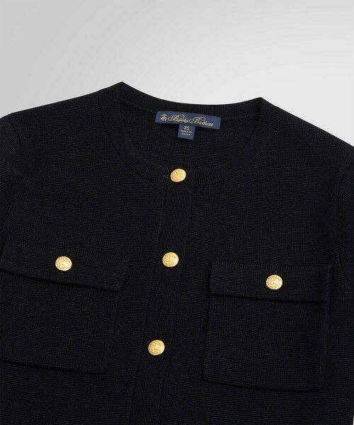 Brooks Brothers / ブルックス ブラザーズ カーディガン・ボレロ | ロングスリーブ ミラノリブ ゴールドボタン ノーカラーニットジャケット | 詳細4