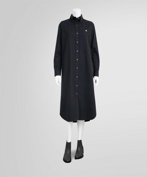 Brooks Brothers / ブルックス ブラザーズ ミニ丈・ひざ丈ワンピース | ロングスリーブ ブラックウォッチ シャツワンピース | 詳細1