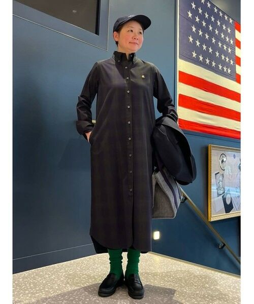 Brooks Brothers / ブルックス ブラザーズ ミニ丈・ひざ丈ワンピース | ロングスリーブ ブラックウォッチ シャツワンピース | 詳細3