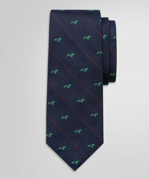 Brooks Brothers/ブルックス ブラザーズ シルク クリスマスホーリー ジャカードタイ ネイビー ONE SIZE Brooks Brothers/ブルックス ブラザーズ シルク クリスマスホーリー ジャカードタイ ネイビー ONE SIZE