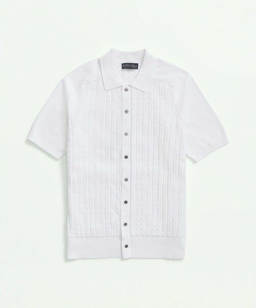 Brooks Brothers/ブルックス ブラザーズ コットン ケーブル ボタンフロント ポロセーター ホワイト M Brooks Brothers/ブルックス ブラザーズ コットン ケーブル ボタンフロント ポロセーター ホワイト M
