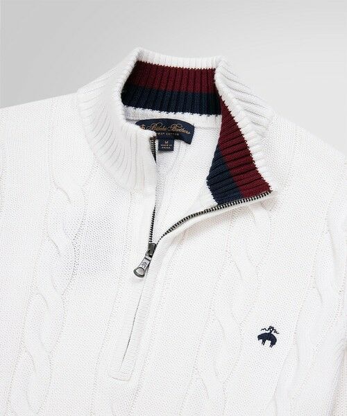 Brooks Brothers / ブルックス ブラザーズ ニット・セーター | スーピマコットン ケーブル ハーフジップ モックネック テニスセーター | 詳細1
