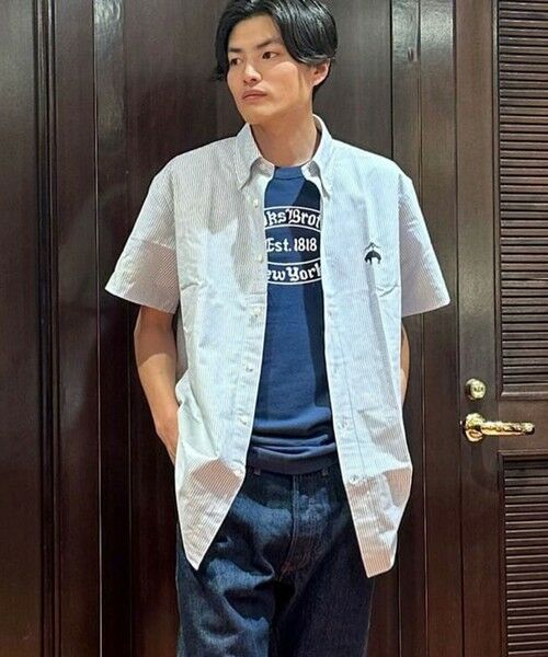 Brooks Brothers/ブルックス ブラザーズ ◆オンラインストア限定◆LOGO Series ビッグGFロゴ ショートスリーブ スポーツシャツ Traditional Fit ホワイト×ブルー L Brooks Brothers/ブルックス ブラザーズ ◆オンラインストア限定◆LOGO Series ビッグGFロゴ ショートスリーブ スポーツシャツ Traditional Fit ホワイト×ブルー L