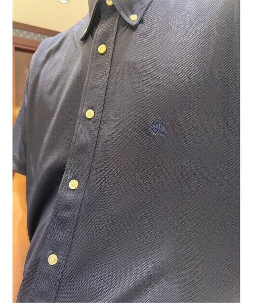 美品　Blu Breブルブレ グラフィック ボタン付きシャツ 半袖 ニット 2 美品 Blu Breブルブレ グラフィック ボタン付きシャツ 半袖