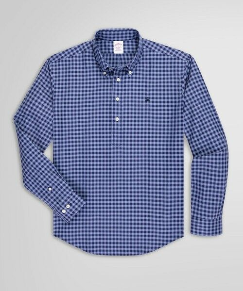 Brooks Brothers / ブルックス ブラザーズ シャツ・ブラウス | コットン GFロゴ チェック プルオーバーシャツ(ネイビー)